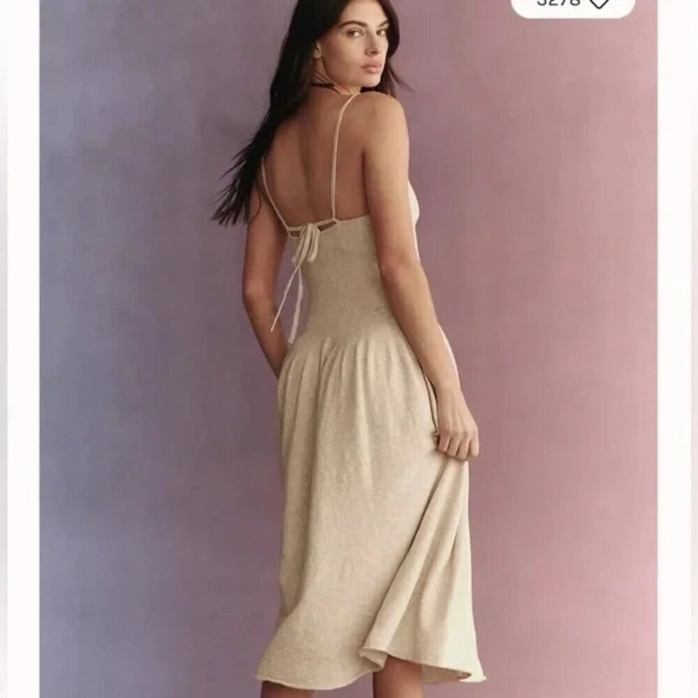 Free People Beach Oatmeal Beige Knit Midi Dress S - Picture 2 of 8